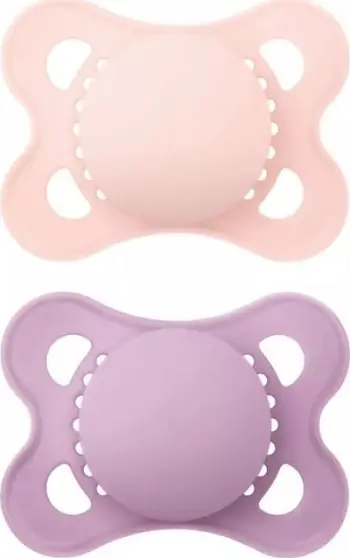 Qetësues për bebe MAM Original, 2m+, silikon, set 2 copë, rozë vjollce