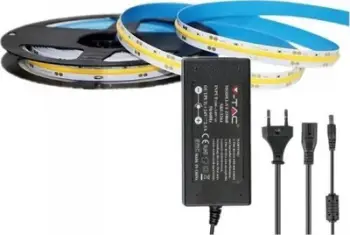 Shirit LED V-TAC COB 512LED/m, 5m, 24V 12W/m, 3000K, i bardhë