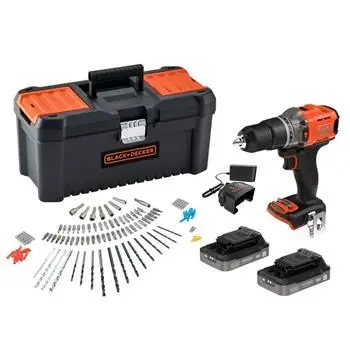Trapan vidhosës Black+Decker BCD383D2TA, 18V, pa kabllo, me bateri, portokalli