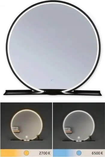 Pasqyrë murale Paulmann Miro LED, 50cm, CCT, me raft, e zezë