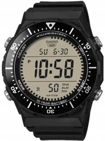 Ora dore Casio Collection Illuminator, kronometër, 10 bar, e zezë