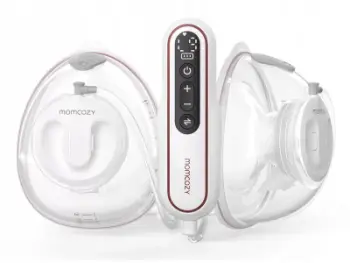 Pompa gjiri Momcozy V2 Hands Free, e veshshme, ultra e lehtë, e bardhë
