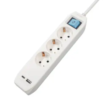 Parashtesë rryme Spacer PP-3-18-TC-USB, 3x Schuko, USB A dhe USB Type C, 1.8m, e bardhë
