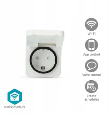 Prizë inteligjente Nedis SmartLife, Wi-Fi, IP44 3680W, e bardhë