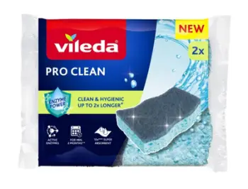 Sfungjer pastrimi Vileda Pro Clean, viskoz me enzima, set 2 copë, blu gri