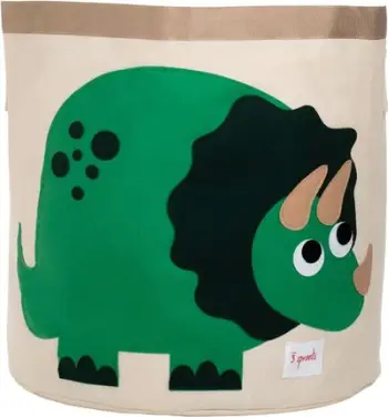 Kosh lodrash 3 Sprouts Canvas Storage Bin Dinosaur, kanavacë pambuku, palosës, bezhë me jeshile