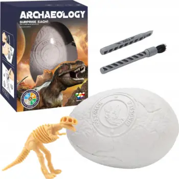 Lodër gërmimi dinosaur Trifox Archaeology, vezë gipsi, set me vegla, e bardhë