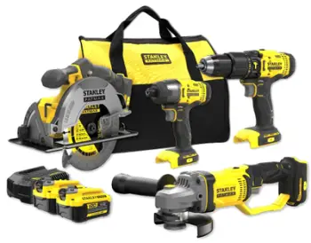 Set veglash elektrike Stanley SFMCK469M2, 4 pjesë, me bateri, i verdhë
