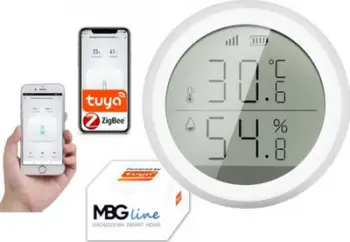 Senzor temperature dhe lagështie Tuya ZigBee, ekran LCD, i bardhë