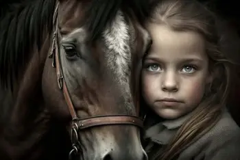 Set mozaik me diamant Norimpex Diamond Mosaic Girl With Horse, dekor murale, motiv vajzë me kalë