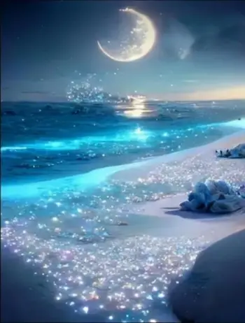 Set mozaik me diamante Creative Diamonds Shore In The Glow Of The Moon, 30x40 cm, shumëngjyrësh