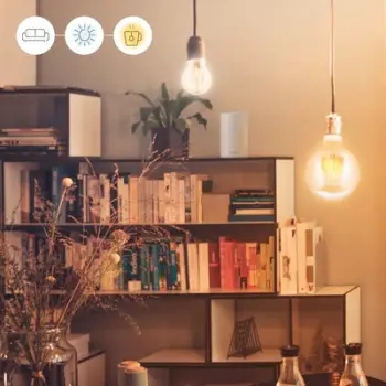 Llambë smart WiZ E27 LED G125 Filament, 6.5W, 2200K 5500K, transparente