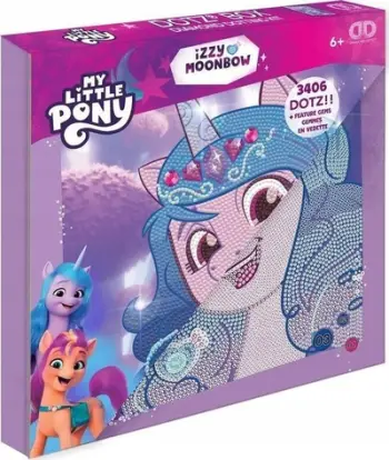 Set diamond painting DIAMOND DOTZ My Little Pony Izzy Moonbow, kanavacë 11 x 11 cm, gurëza të rrumbullakëta, shumëngjyrësh
