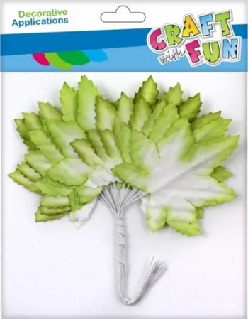 Ornamente dekorative me gjethe Craft with Fun, set 12 copë, 4cm, jeshile