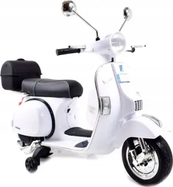 Motor elektrik lodër Gazelo Vespa G137446, për fëmijë, me rrota ndihmëse, i bardhë