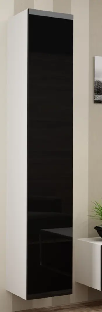 Vitrinë muri Pena Vigo 180, 180x40x30cm, sistem PUSH CLICK, e bardhë e zezë