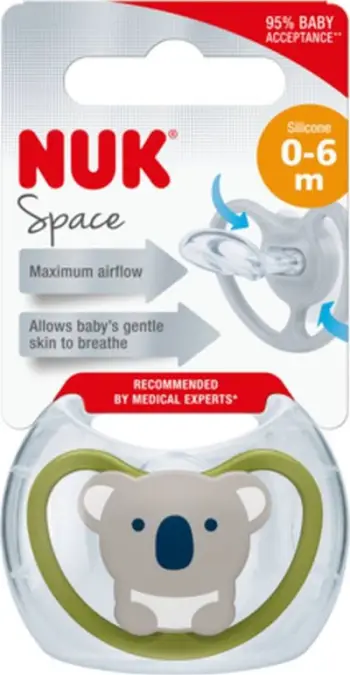 Biberon NUK Space, silikon, 0–6 muaj, me dizajn koala