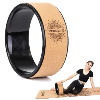 Rrotë yoga Enero Fit Cork, 32cm, tape natyrale, e zezë