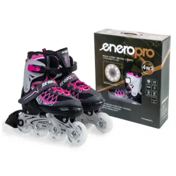 Patina inline Enero PRO LED 4 në 1, e rregullueshme 30-33, me LED, rozë e zezë
