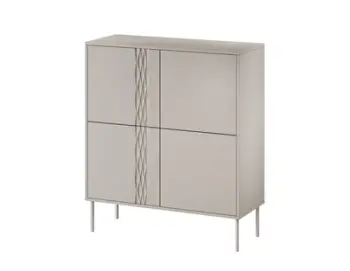 Komodë TRESSE, 4 dyer, këmbë metalike, bezhë