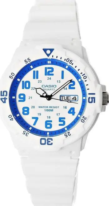 Orë dore Casio MRW200HC-7B2V, quartz japonez, rezistencë ndaj ujit 100m, e bardhë
