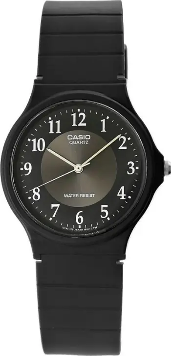 Orë burrash Casio MQ-24-1B3LLEG, kuarc, rezistente ndaj ujit, e zezë