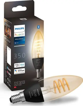 Llambë inteligjente Philips Hue White Ambiance, E14, 4.6W 350lm, filament, e bardhë