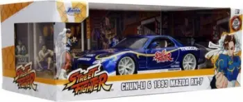 Model makine diecast Jada Toys Mazda RX7 1993 Street Fighter Chun-Li, shkalla 1/24, shumëngjyrëshe