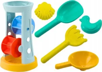 Set lodrash rëre për fëmijë, mulli rëre, lopatë dhe krehër, shumëngjyrësh