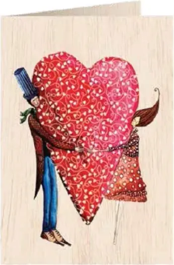 Kartolinë druri Cozywood Greeting Card C6, me zarf, zemër e kuqe