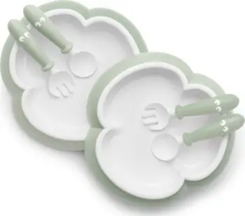 Set pjate me lugë e pirun për bebe BabyBjörn, 2 sete, powder green