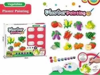 Set kreativ për pikturim me gips Wb, figura perimesh, 43x3x34 cm, shumëngjyrësh