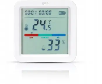 Senzor temperature dhe lagështie GISE GTHS WF 02, Wi Fi, ekran LCD, i bardhë