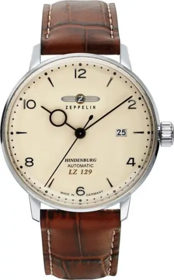Orë dore Zeppelin LZ 129 Hindenburg 80625, automatike, rrip lëkure, bezhë