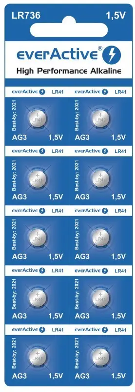 Bateri alkaline EverActive LR41 AG3, 1.5V, paketim 10 copë