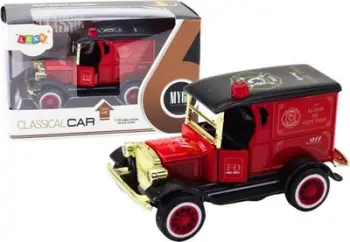 Lodër makinë zjarrfikëse LeanToys Fire Brigade, shkallë 1:36, me mekanizëm tërheqës, e kuqe