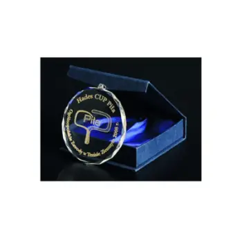 Medalje xhami Tryumf Glass, e gdhendur, me kuti prezantimi, transparente
