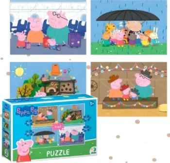 Puzzle Peppa Pig 4 në 1, set për fëmijë, shumëngjyrësh