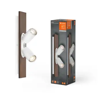 Spot llambë LEDVANCE Mercury, 2x GU10, LED, dru dhe e bardhë