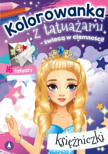 Libër ngjyrosjeje me tatuazhe Princesses, tatuazhe të larshme, që shkëlqejnë në errësirë