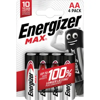 Bateri AA Energizer Max, 1.5V alkaline, paketim 4 copë