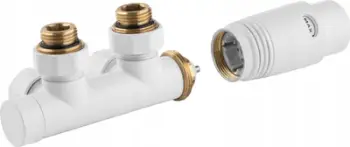 Set valvulash termostatike radiatorësh Duoplex Twins Reversible, lidhje nga poshtë, presion 10 bar, krom