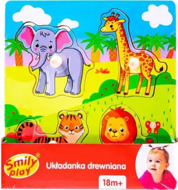 Puzzle druri Safari Wooden, 4 elemente, 12m+