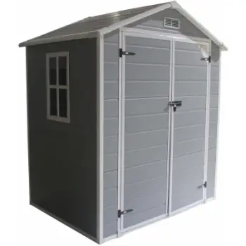 Kasollë kopshti Saska Garden Tool House, PVC, 181x135x210 cm, gri e errët