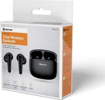 Kufje bluetooth Denver TWE-48B, True Wireless, 6 orë bateri, të zeza
