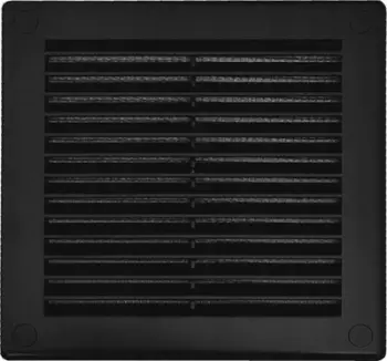 Rrjetë ventilimi plastike TRU, 200x200 mm, me rrjetë kundër insekteve, e zezë