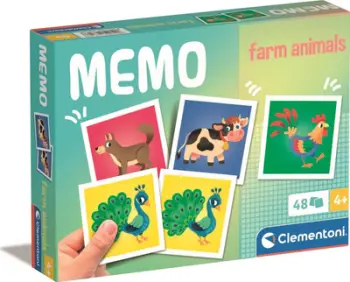 Loja memo Clementoni Noli Farm Animals 18316, 48 karta, për fëmijë 4+