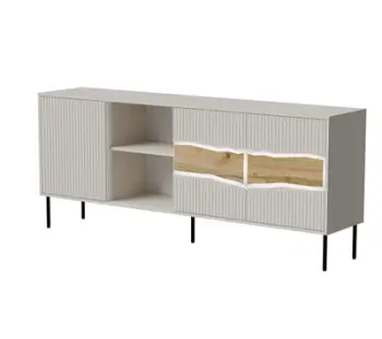 Komodë Cama Meble Inserto 3D1W, 190x40x80 cm, me LED, ngjyrë cashmere