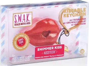 Varëse çelësash WowWee SWAK Shimmer Kiss, me zë Kisstech, me kartolinë dhe ngjitëse, e kuqe