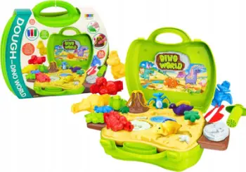 Set plasteline Lean Toys Dino World, 26 pjesë, valixhe kreative, jeshile